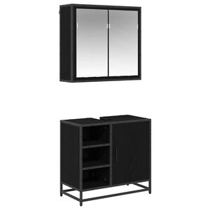 vidaXL Badkamermeubelset met plank 2 pcs Zwart Eiken Bewerkt hout