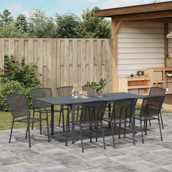 vidaXL Tuin Eetset 9 pcs Staal