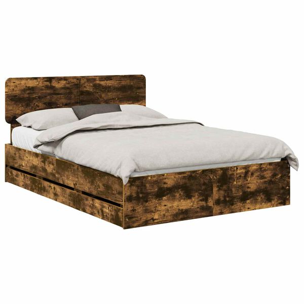 vidaXL Bedframe met lade Gerookte Eik 160 x 200 cm Geconstrueerd hout