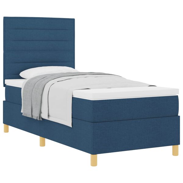 vidaXL Boxspringbed met matras met hoofdeinde Blauw 90 x 190 cm Stof