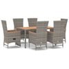 vidaXL 7-delige Tuinset met kussens poly rattan grijs