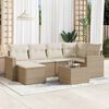vidaXL 7-delige Loungeset met kussens poly rattan beige