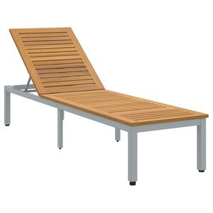 vidaXL Ligbed Grijs 200 x 55 x 35 cm Massief Acaciahout