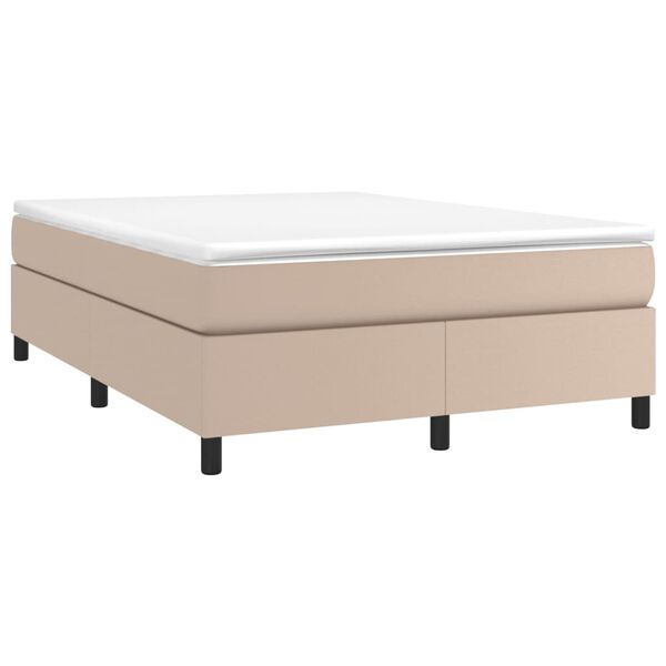 vidaXL Boxspring met matras kunstleer cappuccinokleurig 140x200 cm