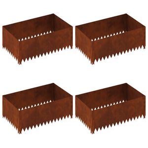 vidaXL Gazonrand 4 st 100 x 60 x 35 cm Staal Roestig