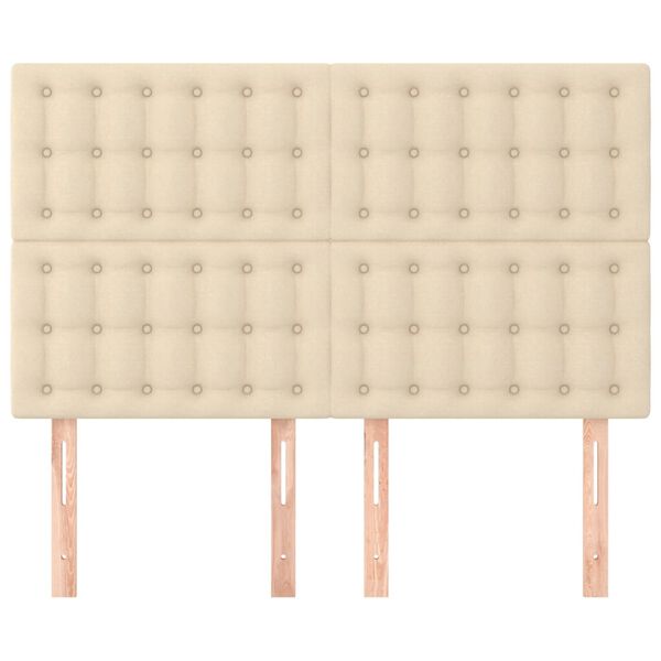 vidaXL Hoofdbord cr&egrave;me 144x5x118/128 cm stof