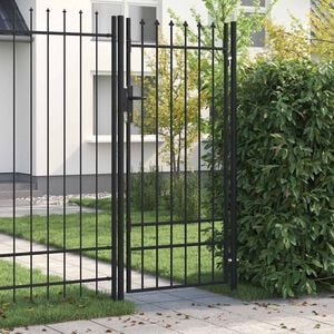 vidaXL Poort met puntige bovenkant enkel 1x2 m staal zwart