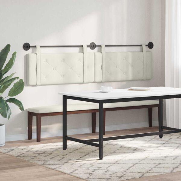 vidaXL Hangend Hoofdeinde Wandgemonteerd Cr&egrave;me 210 x 55 x 5 cm Fluweel