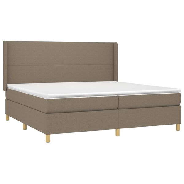 vidaXL Boxspring met matras en LED stof taupe 200x200 cm