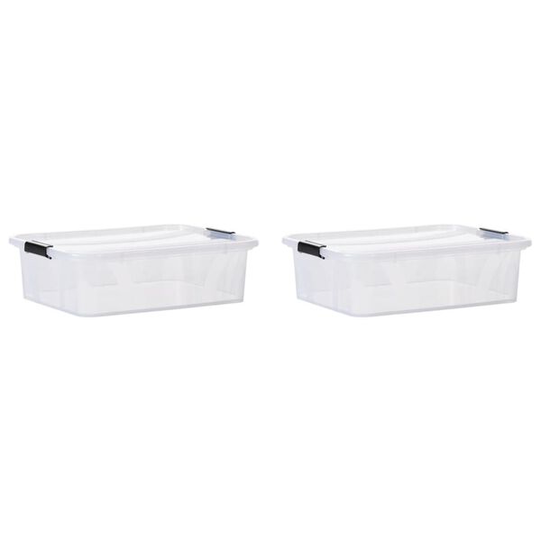 vidaXL Opbergboxen 2 st met deksels 21 L transparant