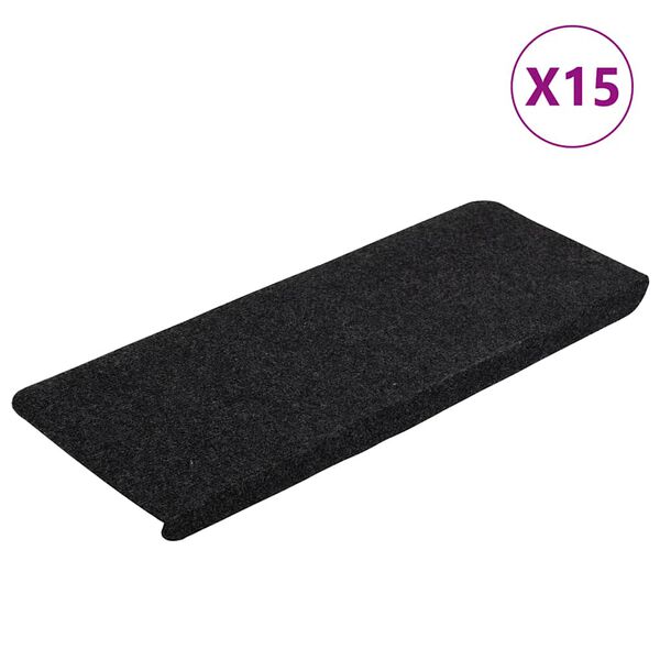 vidaXL Trapmatten zelfklevend 15 st 65x24,5x3,5 cm zwart