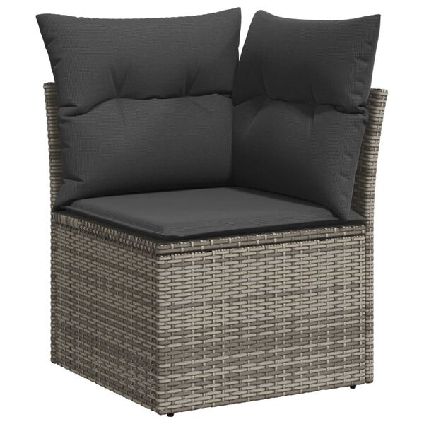 vidaXL Bankstel met kussen met opslag 6 pcs Grijs poly rattan