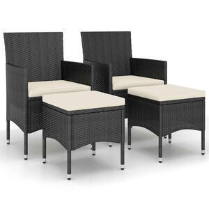 vidaXL 4-delige Tuinstoel- en voetenbankset rattan zwart