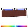 vidaXL Hangend hoofdbord Met LED-verlichting Glanzend Bruin Antiek PU