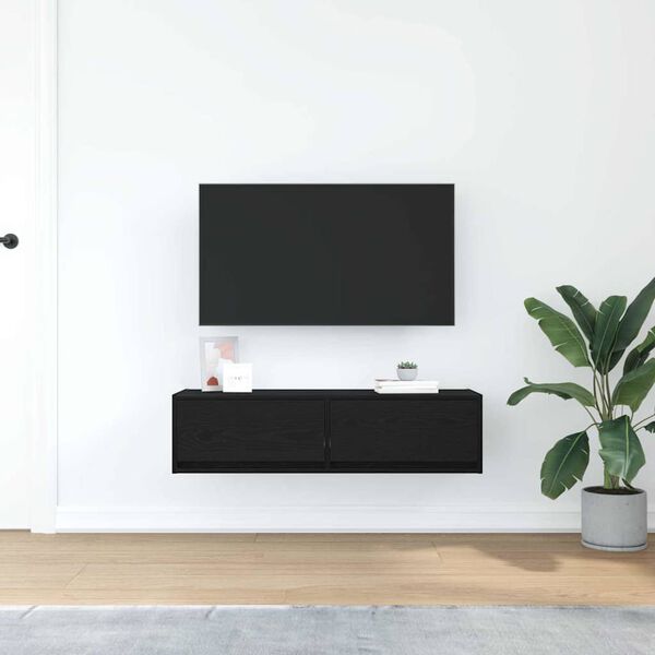 vidaXL TV Kast met lade Zwart eiken 100 x 31 x 25,5 cm Bewerkt hout