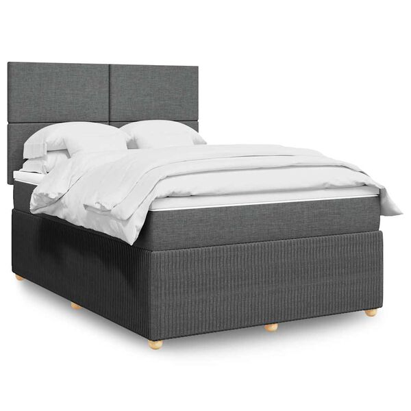 vidaXL Boxspring met matras stof donkergrijs 140x190 cm