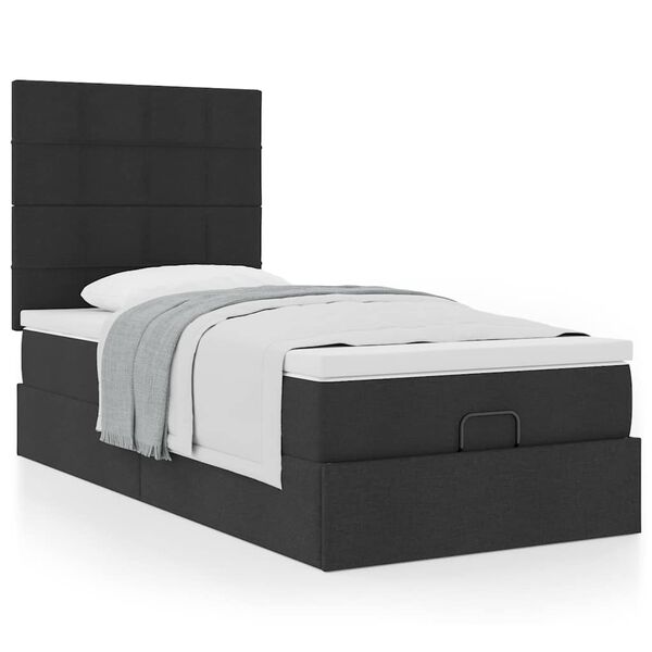 vidaXL Ottoman bed met matras 90x190cm stof zwart