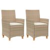 vidaXL Tuinstoelen 2 st met kussens poly rattan en massief hout beige