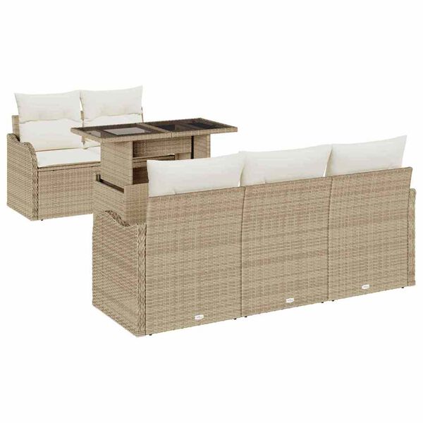 vidaXL Tuin Sofa Set met kussen 6 pcs Beige poly rattan