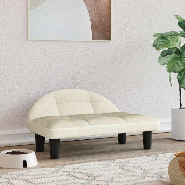 vidaXL Hondenmand 70x52x30 cm fluweel cr&egrave;mekleurig