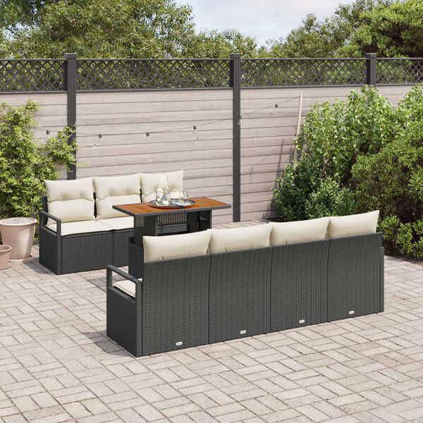 vidaXL Tuin Sofa Set met opslag 8 pcs Zwart Poly riet