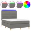 vidaXL Boxspring met matras en LED stof donkergrijs 140x200 cm