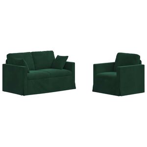 vidaXL Bankstel 2 pcs Donkergroen 138 x 78 x 80 cm Fluweel