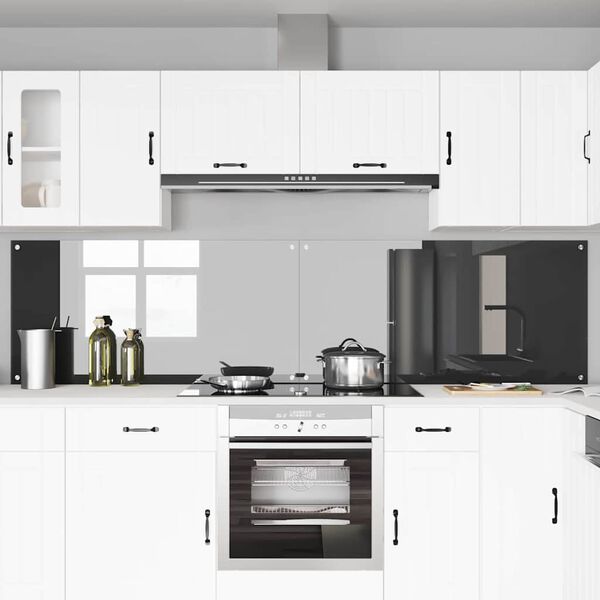 vidaXL Keuken Achterwand 2 pcs Donkergrijs 120 x 60 cm gehard glas