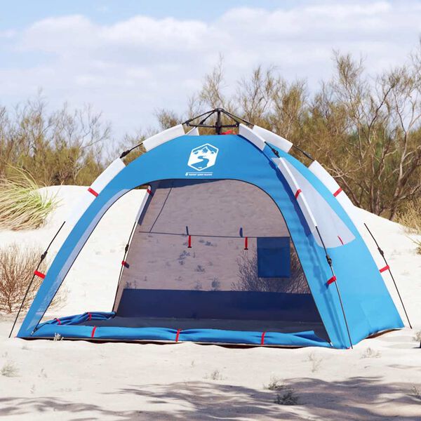vidaXL Strandtent 2-persoons waterdicht snelontgrendeling azuurblauw