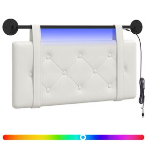 vidaXL Hangend hoofdbord Met LED-verlichting Wit Kunstleer