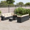 vidaXL Tuin Sofa Set met kussen 11 pcs Zwart en Cr&egrave;me poly rattan
