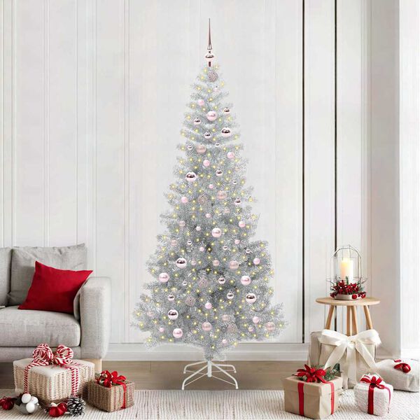 vidaXL Kerstboom met 300 LED met standaard Zilver 210 cm PET
