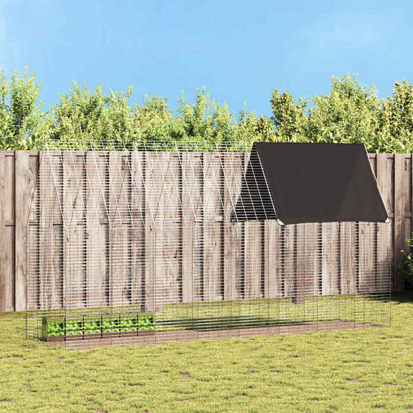 vidaXL Konijnenkooi Zilver 400 x 100 x 210 cm Gegalvaniseerd staal