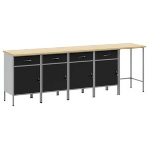 vidaXL Werkkast set met lade met opslag met slot 5 pcs Zwart en Grijs