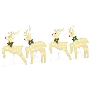 vidaXL LED Rendieren 4 st Goud 45 x 19 x 65 cm Stof