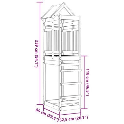 vidaXL Speeltoren 85x52,5x239 cm massief douglashout