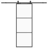 vidaXL Schuifdeur met beslagset 76x205 cm ESG glas zwart