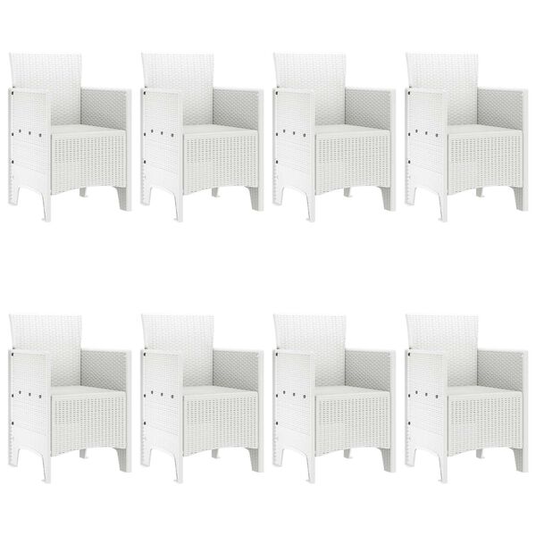 vidaXL Tuin Eetset 9 pcs Wit Polt riet