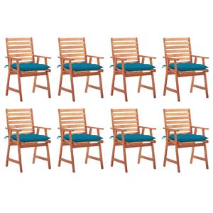 vidaXL Tuinstoelen 8 st met kussens massief acaciahout