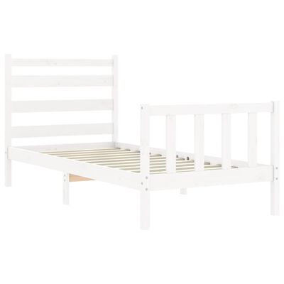 vidaXL Bedframe met hoofdbord massief hout wit 90x190 cm