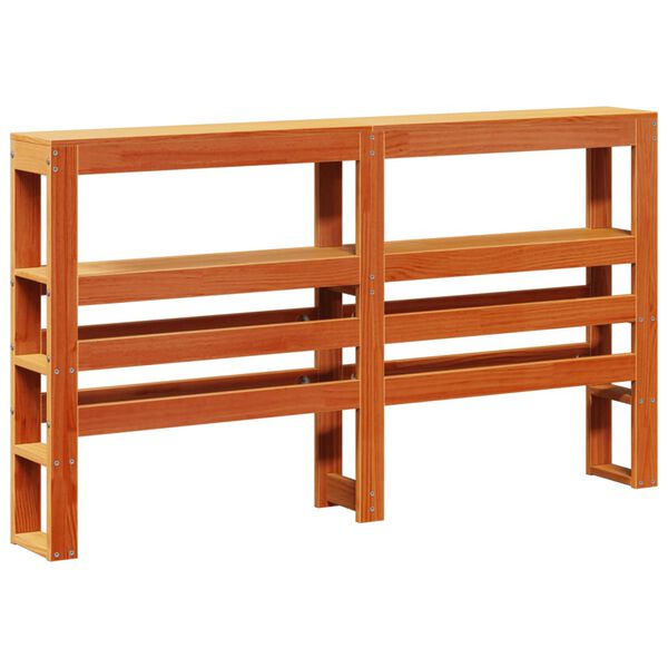 vidaXL Hoofdbord met schappen 160 cm massief grenenhout wasbruin