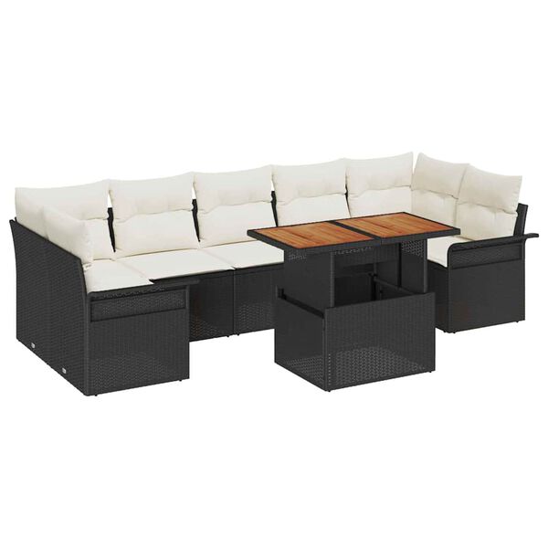 vidaXL Tuin Sofa Set met kussen 8 pcs Zwart en cr&egrave;me