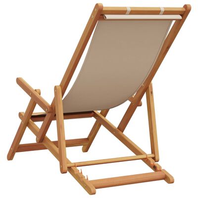 vidaXL Strandstroelen 2 st inklapbaar stof en massief hout beige