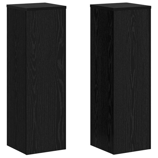 vidaXL Plantenstandaard 2 pcs Zwart Eiken 25 x 25 x 80 cm Bewerkt hout