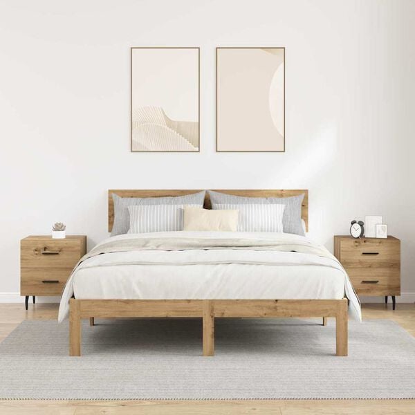 vidaXL Nachtkastje 2 pcs Artisan Eiken 40 x 35 x 47,5 cm Bewerkt hout