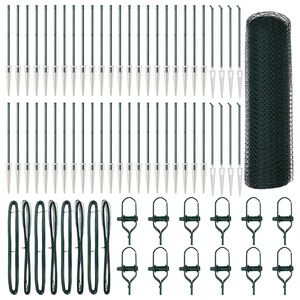 vidaXL zeshoekig gaasgek met palen 100 x 0,6 m PVC-Coated Staal Groen