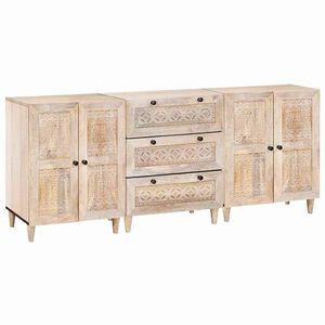 vidaXL Dressoir 3 pcs Wit 180 x 33,5 x 75 cm massief mangohout