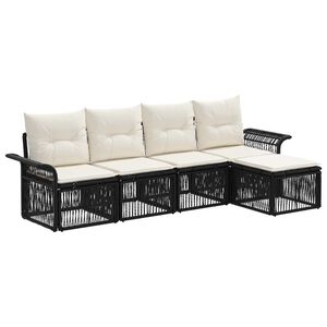 vidaXL Tuinbankenset 5 pcs Zwart poly rattan