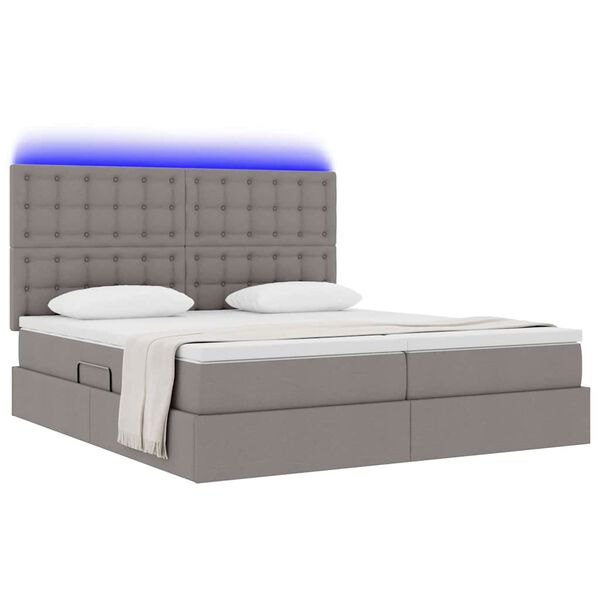 vidaXL Bed met LED-striplichten met hoofdeinde Taupe 180 x 200 cm Stof