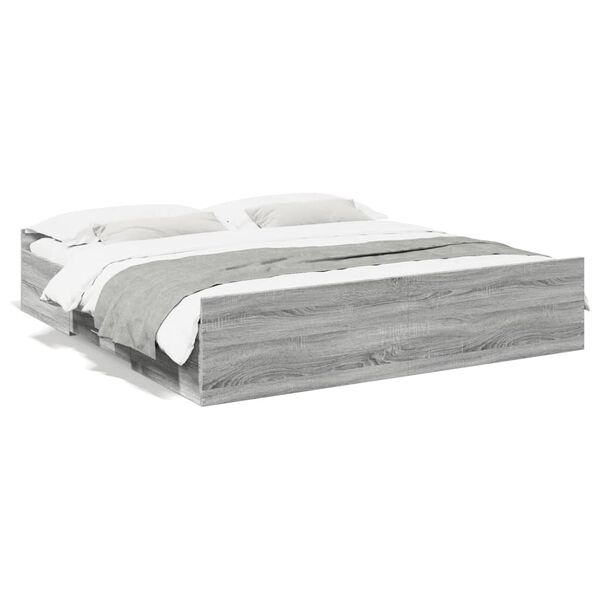 vidaXL Bedframe met lades bewerkt hout grijs sonoma eiken 180x200 cm